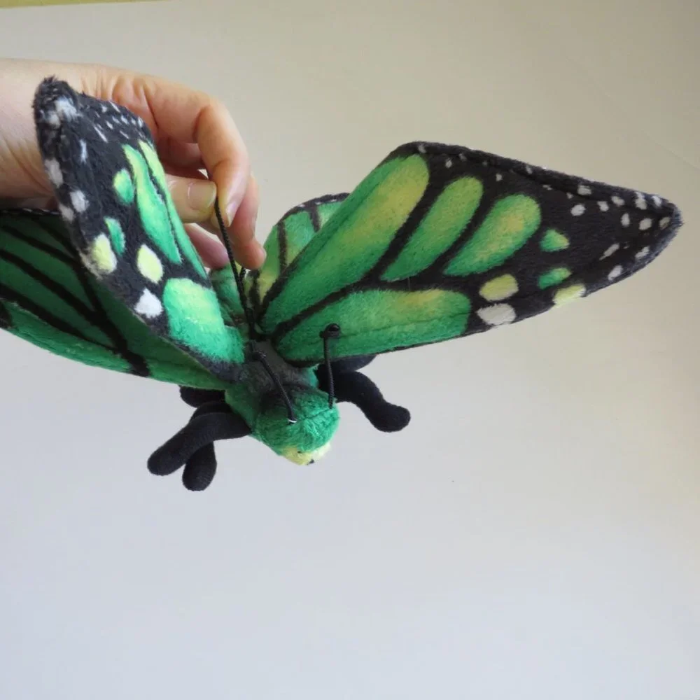 Green Butterfly PLUSH w Wire posing 11